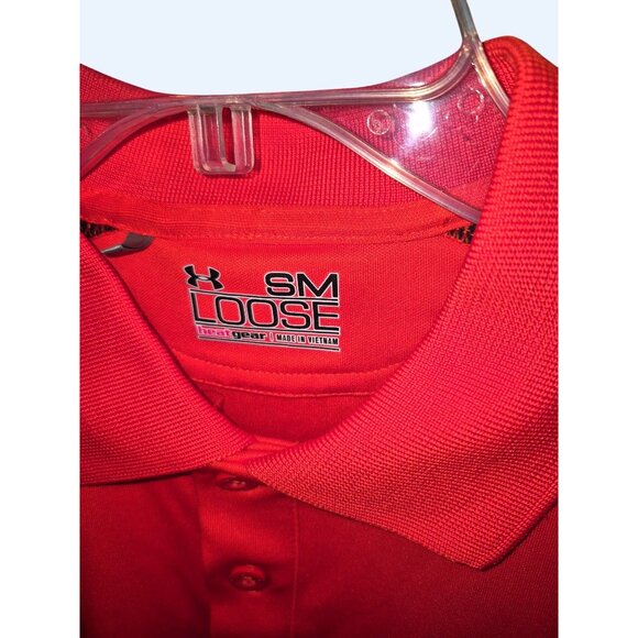 Under Armour Mens Loose Fit Polo Shirt Orange & Black Size S - Picture 2 of 6